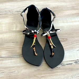 Giuseppe Zanotti Flat Sandals with Animal Print